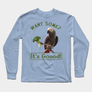 African Grey Parrot Broccoli Long Sleeve T-Shirt